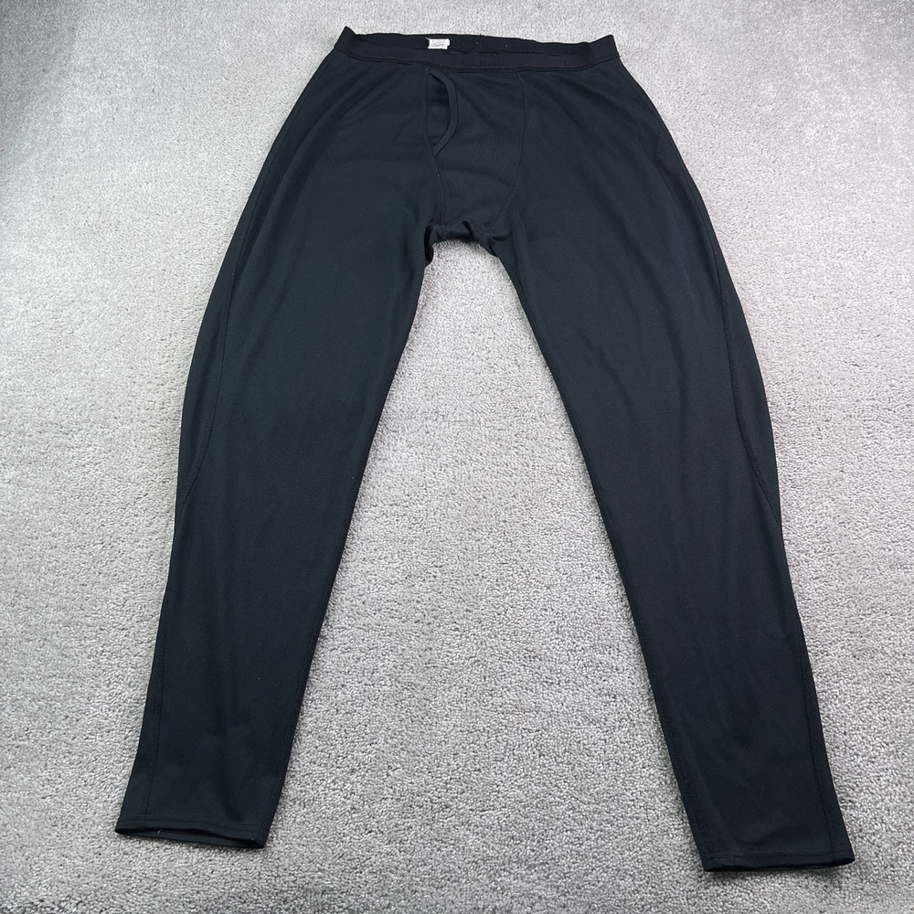 LL Bean Pants Mens Large Black Midweight Thermal Base Layer Bottoms Hiking